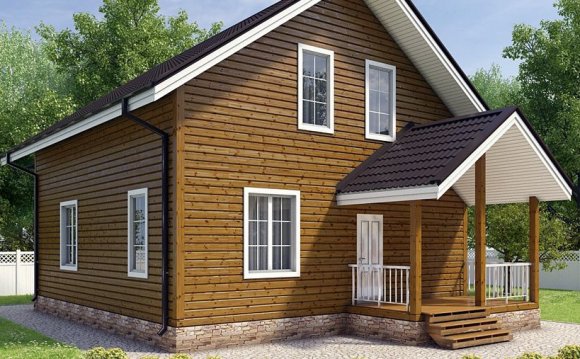 На фото - дом из бруса