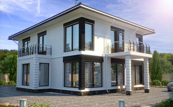 Двухэтажный бетонный дом
