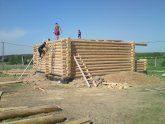 Construction Of Wooden Houses In Red